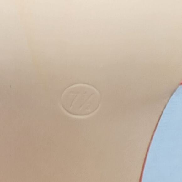 Tangerine Chunky Heel Sandals Heeled Open Toe Slip on Heels Coral Size 7.5 New - Picture 4 of 9